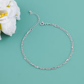 Silver Dual Layer Chain Anklet for Women
